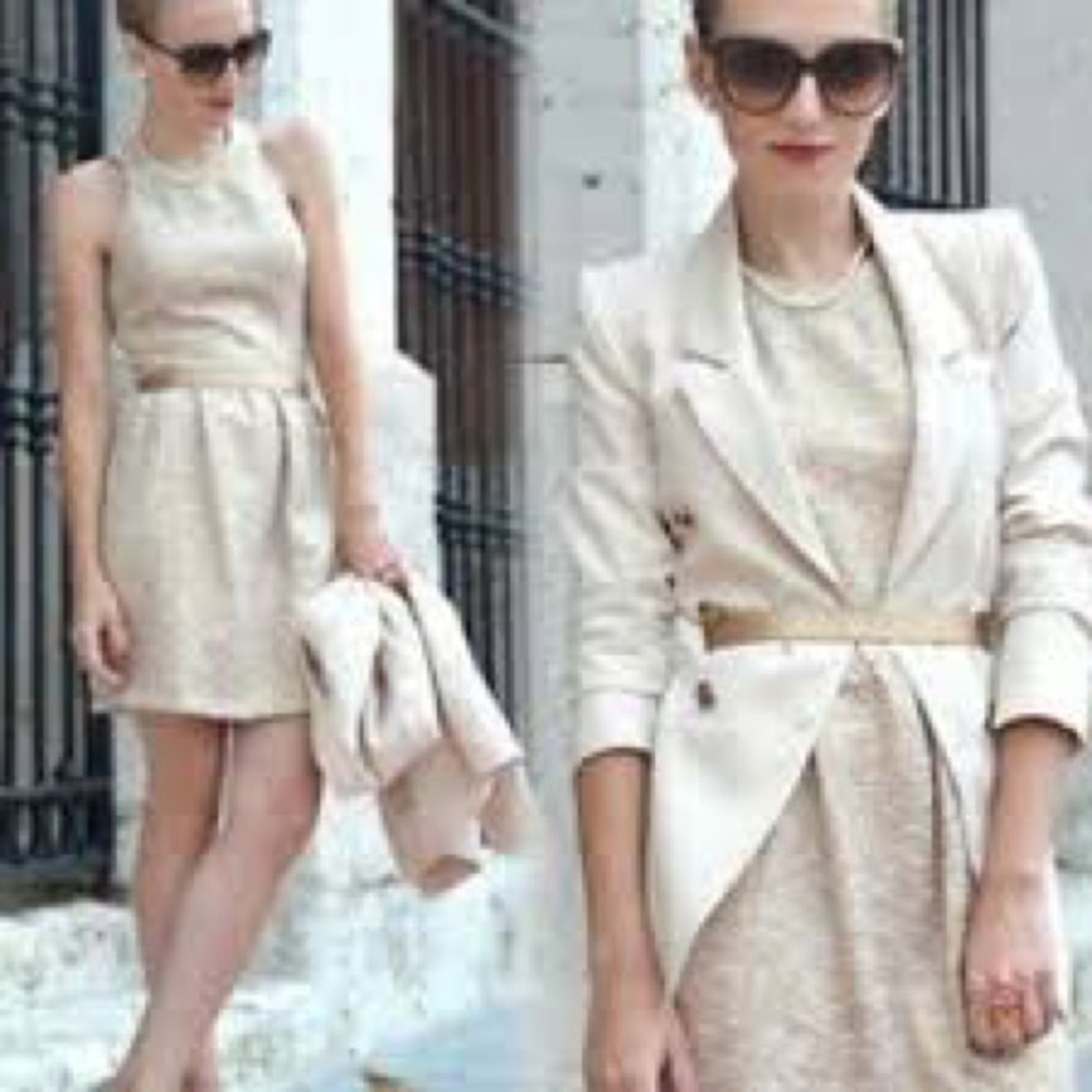 Zara Metallic Boucle Tweed Dress Cocktail classy